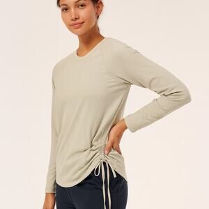 Pact Perfectly Lightweight Cinched Crewneck Pullover in Sage Green